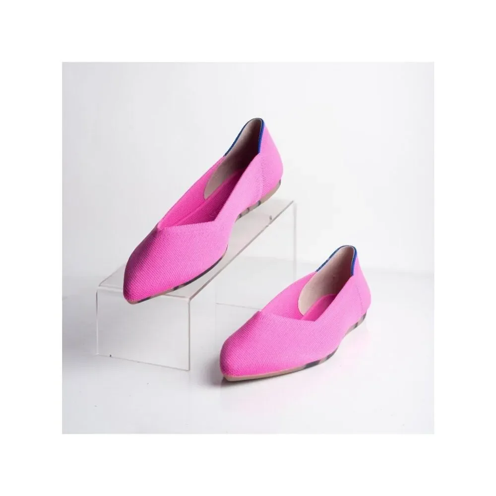Rothy's Women Pointed Toe Ballet Flats Bright Pink Dragon fruit US 11  EU 42 New